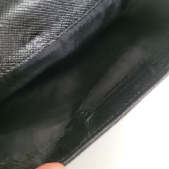 PRADA Vintage Tessuto Nero Black Nylon Leather Logo Plate Wallet Small Bifold - Picture 10 of 13